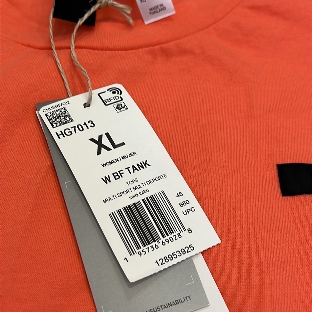 Adidas boyfriend tank size XL NWT coral/orange color crew neck 100% cotton - Picture 4 of 9